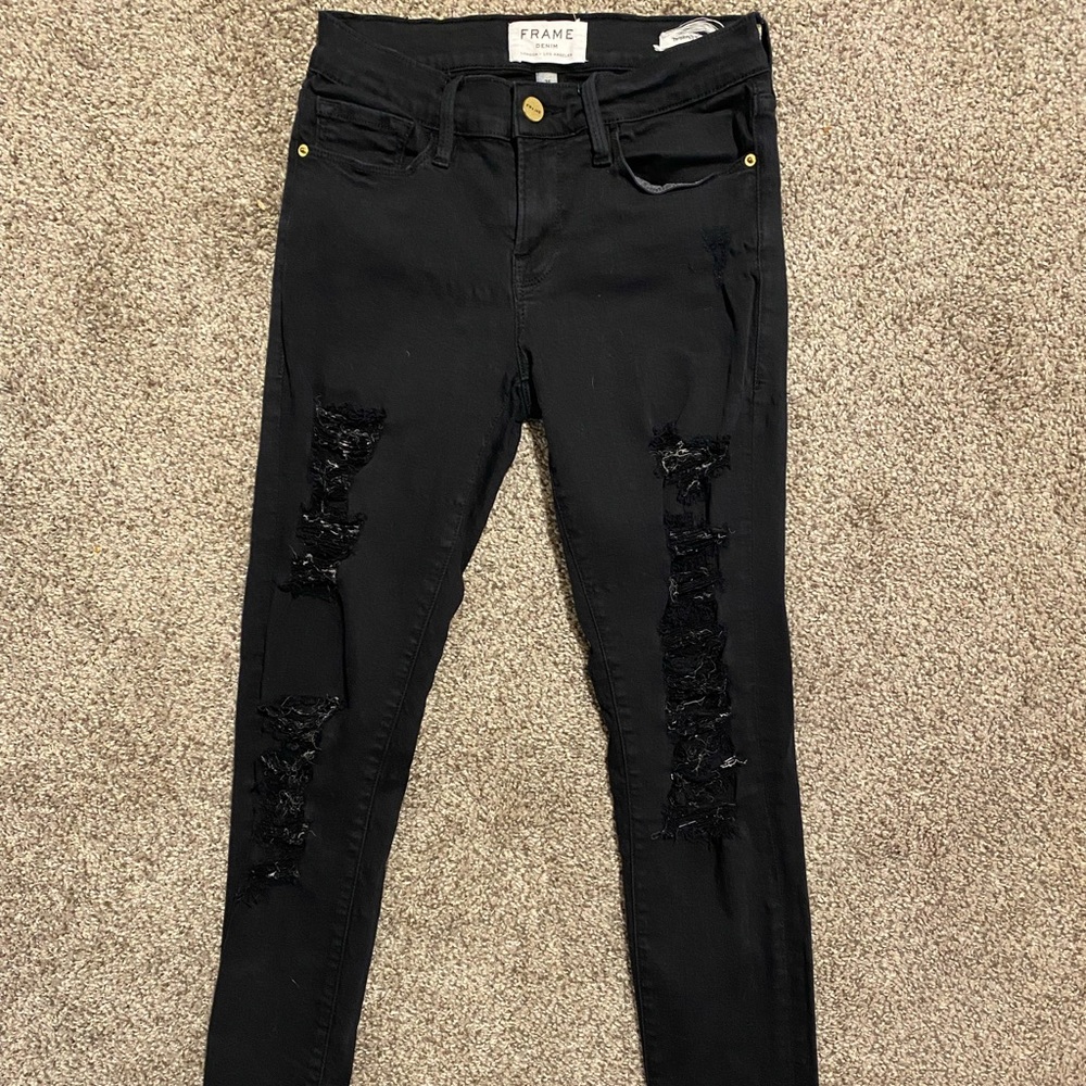 Women’s FRAME ripped black skinny leggings